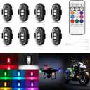 Wireless LED Lights for Car 8PCS with Remote Control, Wireless LED Strobe Lights 8 Colors USB Charge IP65 Waterproof Anti-Collision for Car Motorcycle Drone RC Aircraft Bike, Black