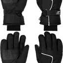SATINIOR 2 Pairs Kids Waterproof Winter Snow Gloves Ski Gloves for Boy Girl Outdoor Warm Thickening Snowboar (3-6 Years, Black with Line)