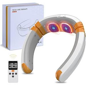 FSA Eligible Neck Massager with Heat for Pain Relief,Wearable Deep Tissue Trigger Point Massager with 9 Modes 50 Levels,Cordless for Home Travel Use (White)