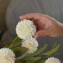 VIERENA 6 Pcs Faux Silk Pompon Mum Artificial Flowers for Vase -27", Bulk Fake Chrysanth Branches with Stems for DIY Bouquet Centerpieces Wedding Fillers Arrangements Shower Decorations (Cream)