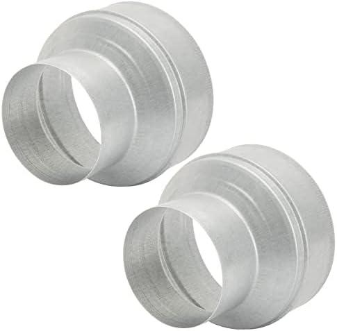 2 Pcs Duct Reducter 6 to 4 Air Ducting Reducer Increaser Air Duct Adapter or Round Metal Pipe Reducer for Bathroom Kitchen Ventilation Systems (Silver)