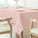 Veblandy 2 Pack Rectangle Tablecloth, 60x84 inch, Water Resistant Wrinkle Free Linen Textured Table Cloth Washable, Decorative Fabric Table Cover for Dining, Party and Camping, Pink