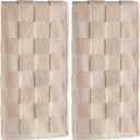 2 Pack 3D Checkered Bathroom Hand Towels 100% Cotton Soft Absorbent Decorative Soft Decorative Towel for Bathroom Home Cleaning Kitchen Gift 13.7x29.5 Inch (Beige)