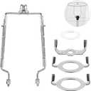 Mornajina 7 8 9 10 inch Lamp Shade Harp Holder, Adjustable Lamp Harps and Finals, Fit both Standard Lamp Rod and E26 E27 Light Base UNO Fitter Adapter Converter Finial Set (Silver)