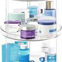 3 Tier Lazy Susan Bathroom Organizer - 9.25 Inch Clear Makeup Organizer with Skincare and Perfume Storage for Countertop