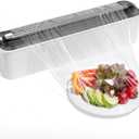 Aluminum Foil & Plastic Wrap Dispenser with Cutter - Magnetic & No-Drill Wall Mount, Cling Film Dispenser for Countertops & Cabinets, Space-Saving Kitchen Organizer - Fits 300 m Rolls, Black