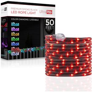 UltraPro LED Rope Lights, 50ft Premium Smoke Black Rope, Color Changing Light, RGB, Indoor/Outdoor, Discreet, Elegant, Flexible, Linkable, Durable, Rope Lights Outdoor, 66922