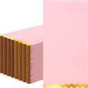 100 Pcs Pink Paper Napkins Disposable, Pink and Gold Party Napkins, Premium Quality Scalloped Dinner Napkins for Birthday Wedding Bridal Shower Party