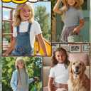3 Pack Girls Shirts Short Sleeve Mock Turtleneck Cotton Cute Lettuce Trim Summer Tops 5-14Y Kids Clothes
