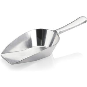 New Star Foodservice 34646 One-Piece Cast Aluminum Flat Bottom Bar Ice Flour Utility Scoop, 2-Ounce, Silver