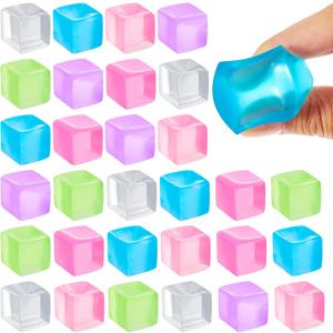 Poen 30 Pcs Stress Balls Fidget Toys Cube Toys Fidget Stress Relief Sensory Cube Balls 0.98 x 0.98 Inches for Adults Party Favors Gifts, Random Colors