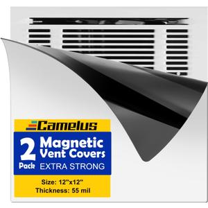 Magnetic Vent Covers, Air Vent Covers, 12" x 12", Ultra Thick 55mil, High Strength Magnetic, Strong Vent Covers for Home Floor, Ceiling, Wall Registers, HVAC, AC, RV, and Heater Vents (2pack)