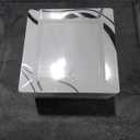 Oasis Creations White Square Plates with Geometric Black and Silver Lines 7.25" - 50 count - Premium Hard White Plastic -Disposable and Reusable - Salad Appetizer Dinner - Party Plate Set