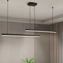 JC TOPA Modern Pendant Light Fixture Dimmable LED Linear Pendant Lights with CCT Switch Can Change 3000K-6000K, 2-Light Black Chandelier for Kitchen Island Dinning Room Living Room