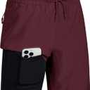 MAGCOMSEN Men's Swim Trunks with Compression Liner 9" Quick Dry Beach Shorts with Zipper Pockets (32, Wine Red)