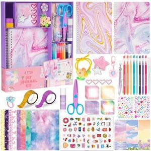 QIYVLOS 2 Pack DIY Journal Kit for Girls, Journaling Diary Toys for Ages 8-13, Arts and Crafts Birthday Stationery Set Gifts for Teen Girls Ages 8 9 10 11 12 13 14 Year Old