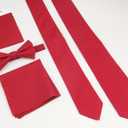2 x Mens Charm Linen Cotton Bowties - Solid Pretied Bow Ties for Men Wedding Groomsmen (Red)