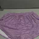 OYOANGLE Womens Pajama Sets 2 Piece Sexy Lounge Sets Summer Cute Pjs Striped Print Tee and Side Split Shorts Set Purple Large