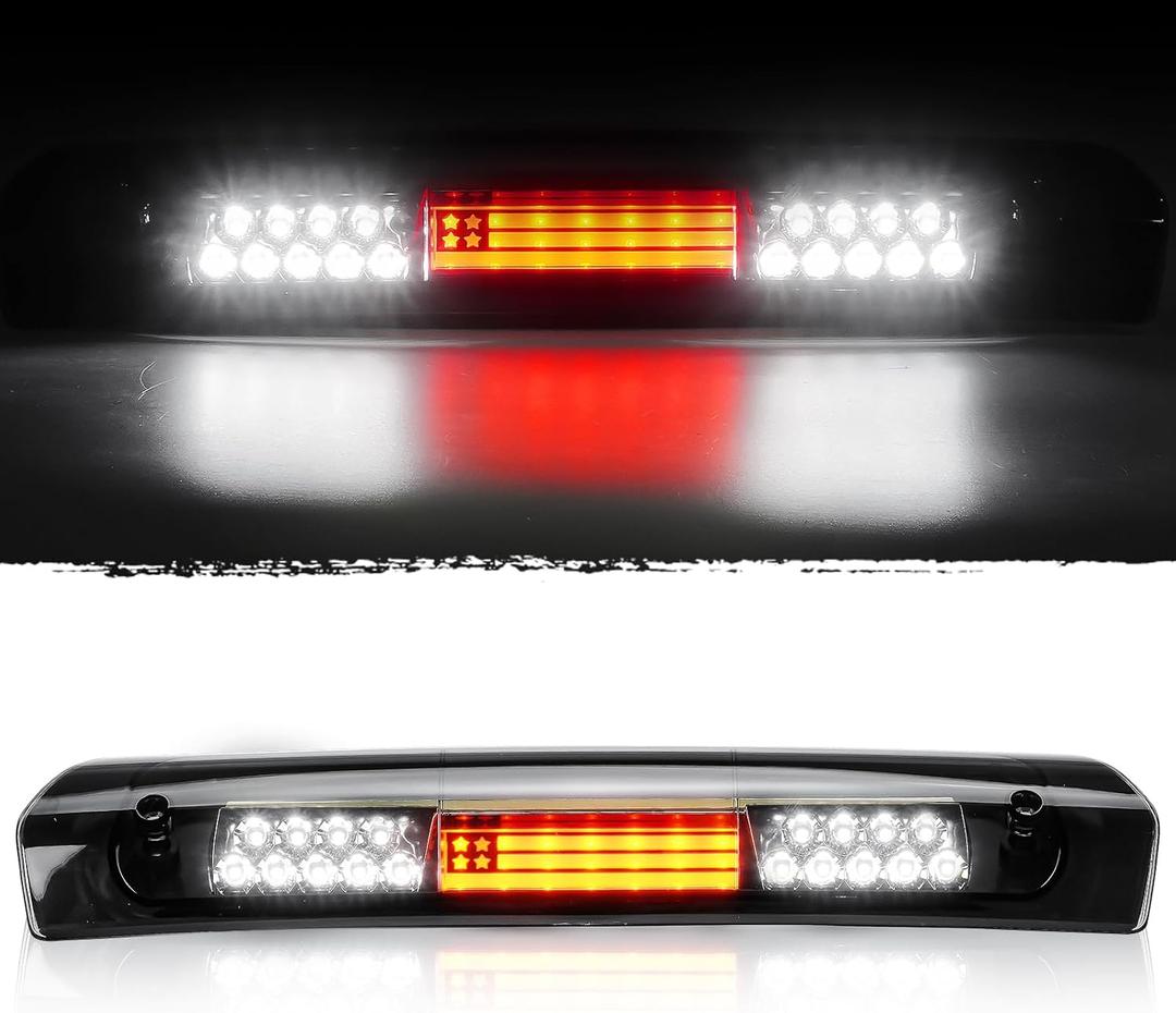 Tresound Led 3rd Brake Cargo Light for 2002-2008 Dodge Ram 1500; 2003-2009 Dodge Ram 2500 3500, Third Center High Mount Stop Lamp (Chrome Housing + Smoke Lens) 55077123AE