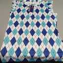 SONEVEN 34" BLUE CHECKERBOARD QUARTER-ZIP RUFFLED SLEEVELESS DRESS WITH SHORTS, M, BLUE CHEKEREDBOARD