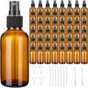 TREEHAC 50 Pcs 3.4 oz Glass Spray Bottles, 5.5 Inch by 1.6 Inch, with Funnel, Dropper and Cleaning Brush for Essential Oils, Perfume and Aromatherapy Travel Use, Refillable Set (Brown)