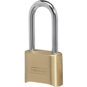 Master Lock Brass Combination Lock, Gate Lock for Outdoor Fence or Shed, Customizable Combination Padlock with Extended 2-1/4-Inch-Long Shackle, 175DLH