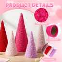 Novabright 5 Pcs Valentine's Day Cone Decoration Tree 6" 8" 10" Wool Plush Tabletop Centerpiece Decor Valentines Cone Tree Tiered Tray Decor for Home Wedding Anniversary Fireplace Shelf Decoration