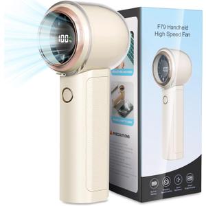 Portable Handheld Turbo Fan, 1-100 Speed Hand Fan with Air Turbo Tech and Digital Display, 13000 RPM Rechargeable for Outdoor Activities,Travel,Working (Beige)