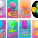 JOYIN 28 Pack Valentines Day Gift Cards with Cute Kawaii Mochi Squishy Toy to Squeeze, Glow in The Dark Stress Relief Fidget Toy for Kids, Classroom Exchange Prizes Valentine Party Favor Toys
