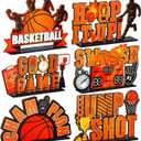 6 Pieces Basketball Table Decorations Basketball Birthday Party Wooden Ornaments Centerpieces for Birthday Baby Shower Party (Orange)