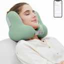 Travel Headrest with Music, Portable Headrest for Home and Office (Green, XXL)