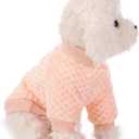 POMIU Dog Sweater, Dog Sweaters for Small Medium Dogs or Cat, Warm Soft Flannel Pet Clothes for Dogs Girl or Boy, Dog Shirt Coat Jacket (Peach+Purple+Rose, Large)