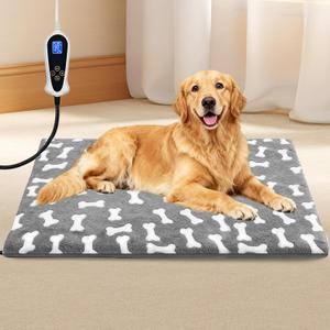 Bestio Extra Large Dog Heating Pad,47x30 in Heated Dog Bed with Constant Heat & Auto ModesMET&UL Certified Pet Heating Pad with Soothing Warmth,Chew-Resistant Cord,Waterproof Washable Cover-Gray