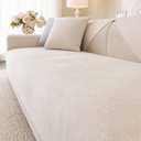 Soft Plush Couch Cover Washable, Non Slip Pluffy Sectional Sofa Covers for 3 Cushion Couch Sofa L Sharped Sofa Slipcover, Furniture Protector for Pets (1 PCS 36"x63" White)