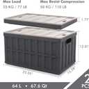 Pack Of 2 Citylife 64L Collapsible Storage Bins with Lids Plastic Storage Containers for Organizing Stackable Storage Box Large Heavy Duty Utility Crates