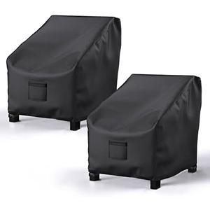 BROSYDA Patio Chair Covers for Outdoor Furniture Waterproof 1 Pack, Lawn Chair Covers 600D Heavy Duty Oxford Cloth, Large Covers for Lounge Lawn Deep Seat Black 38" W x 31" D x 29" H