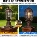 Outdoor Post Lights Dusk to Dawn Lamp Post Light Fixture with Water Ripple Glass Industrial Lantern Cage, Outdoor Pole Lights Pillar Light Posts for Outside Yard Garden, Set of 2