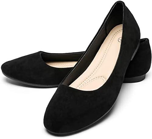 Rominz Women's Flats Shoes Round Toe Flats Black Flats Shoes Women Ballet Flats for Women Dressy Shoes Nude Flats 11