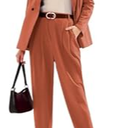 EXLURA Women's Business Blazer and High Elastic Waist Pant Suit Set Loose Fit Casual Fall Winter 2 Piece Suits for Work,S