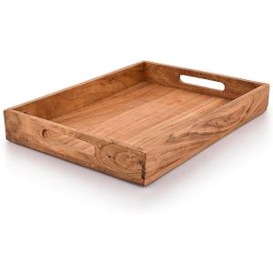 Kaizen Casa |Wooden Rectangular Serving Tray, Wood Plate, Tea/Drink Platter, Dinner Serving Tray, Snack Tray |Size_16" x 12" x 2 |Home Restaurants Coffee, Food, Breakfast, Dinner Dcor