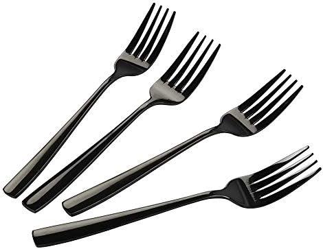Teyyvn Black Stainless Steel Dessert/Salad Forks, Set of 4