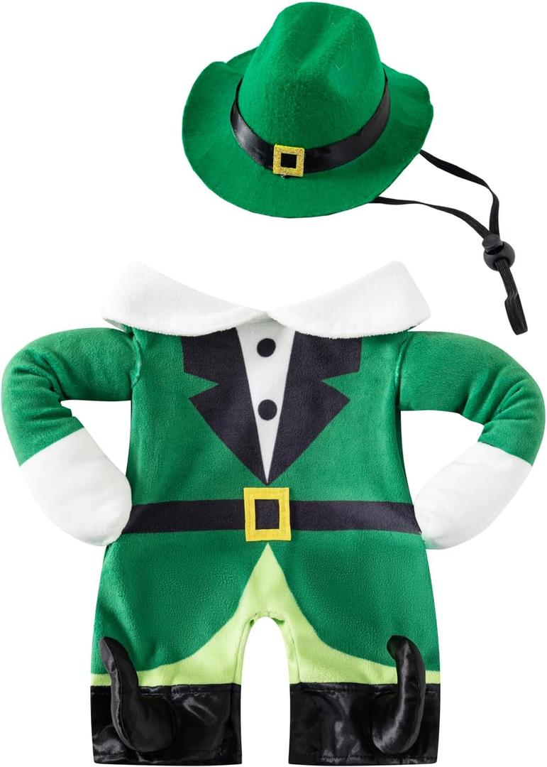 Dog St Patrick's Day Costume Walking Leprechaun Dog Outfit Irish Day Holiday Dog Clothes for Cat Doggy Pet (Large) (Green)