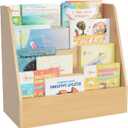 Small Desktop Bookshelf, 4-Tier Magazine Rack, Book Storage Organizer Display Stand, Narrow Bookshelf for Home Office, Living Room, Oak