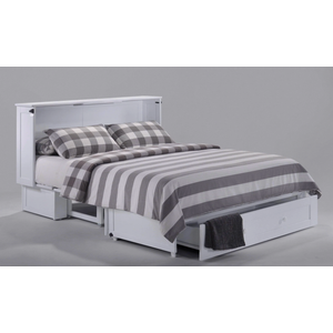 Clover Queen Size Murphy Bed Cabinet with Gel Memory Foam Mattress - White