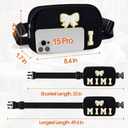 Stocking Stuffers Fanny Packs Christmas Gifts for Grandma, Chenille MIMI Bow Patches Crossbody Bags Birthday Gifts From Daughter Son Grandkids, Black Women Belt Bag Must Haves for Travel Walking