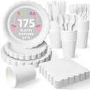 Vyntra 175 Pcs White Disposable Paper Plates and Napkins Set for 25, 9" Dinner Plates & 7" Dessert Plates, Tableware for Wedding, Bridal Shower, Birthday, Party