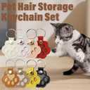 2 x 8PCS Dog Hair Keychain, Pet Fur Keepsake, Cat Paw Print Shaped Leather Keys Holder Memorial Charm Gifts, Animal Lover Storage Chain Purse, Refillable Collection Ornament Remembrance Bag