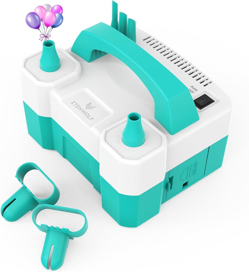 ETENWOLF Electric Balloon Pump for All Balloons 110V 600W Balloon Blower for Party Metallic Latex 260q Foil Balloons, Balloon Inflator for Birthday Decorations (Blue)