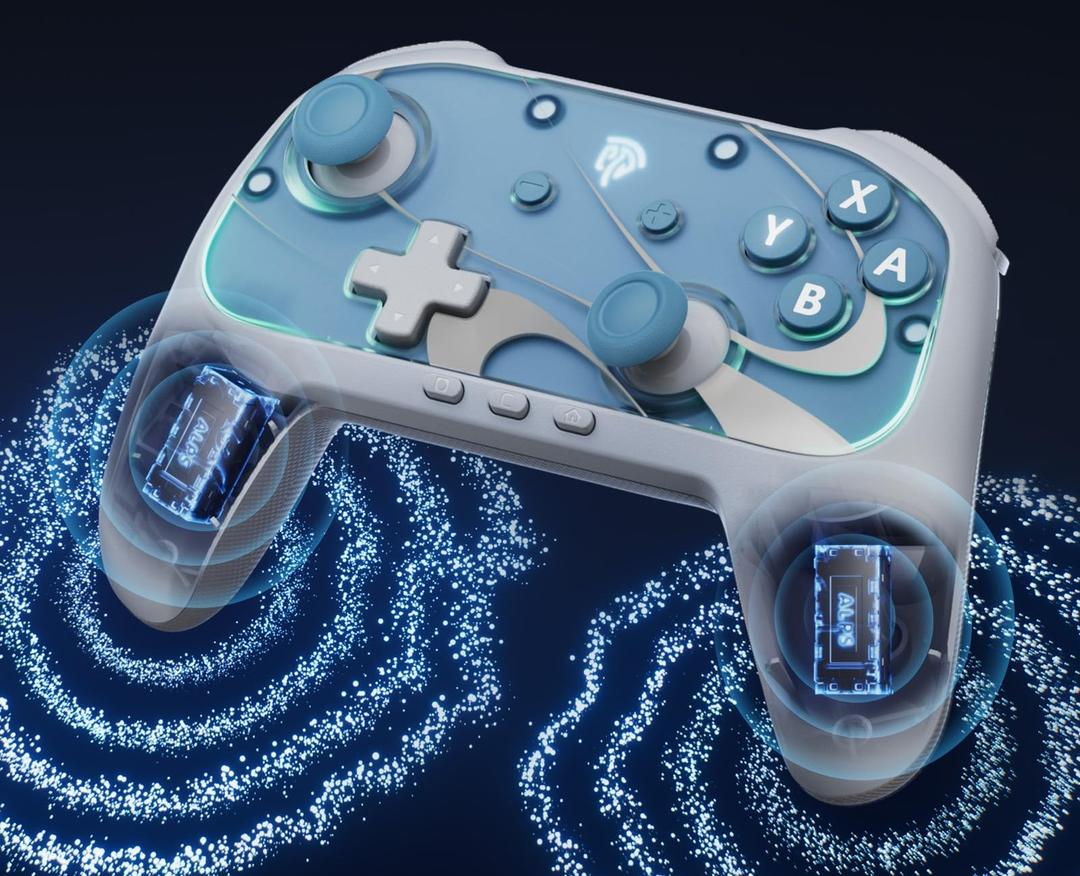 EasySMX S10 Controller for Switch 2/ Switch/PC-One Key Wake-up, TMR Anti-Drift Joystick, Mechanical Buttons, 6 Axis Gyro, Bluetooth Switch Controller with RGB & Swappable D-Pad