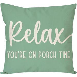 PANDICORN Eucalyptus Green Outdoor Decorative Throw Pillow Covers 18x18 Inch Relax Porch Time Rustic Farmhouse Throw Pillow Cases Decorations for Patio Sofa Couch Decor